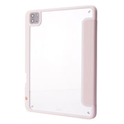For iPad Air 13 2025 / 2024 / iPad Pro 12.9 2022 / 2021 / 2020 / 2018 Deformation Transparent Acrylic Leather Tablet Case(Pink)