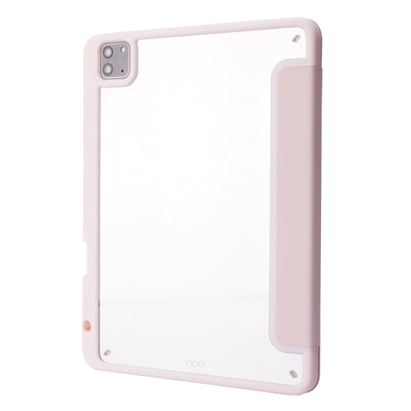 For iPad Air 13 2025 / 2024 / iPad Pro 12.9 2022 / 2021 / 2020 / 2018 Deformation Transparent Acrylic Leather Tablet Case(Pink)