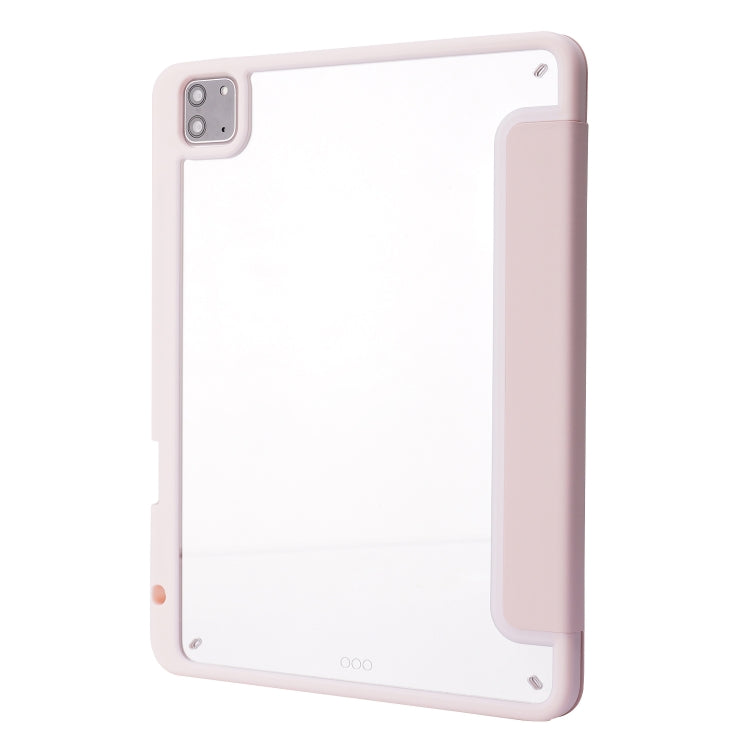 For iPad Air 13 2025 / 2024 / iPad Pro 12.9 2022 / 2021 / 2020 / 2018 Deformation Transparent Acrylic Leather Tablet Case(Pink)