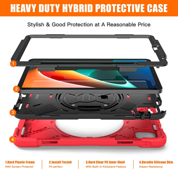 For Xiaomi Pad 5 / Pad 5 Pro Silicone + PC Tablet Case(Red)