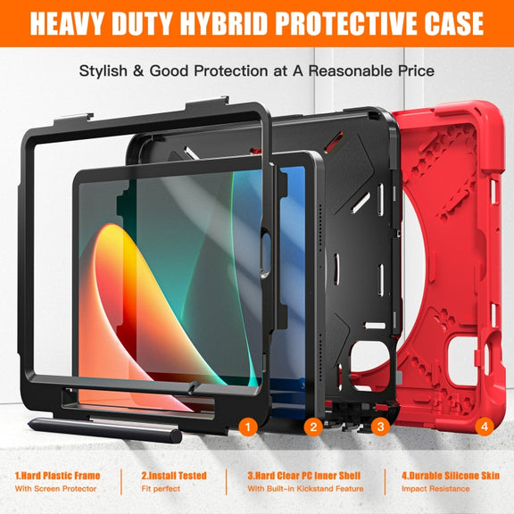 For Xiaomi Pad 5 / Pad 5 Pro Silicone + PC Tablet Case(Red)