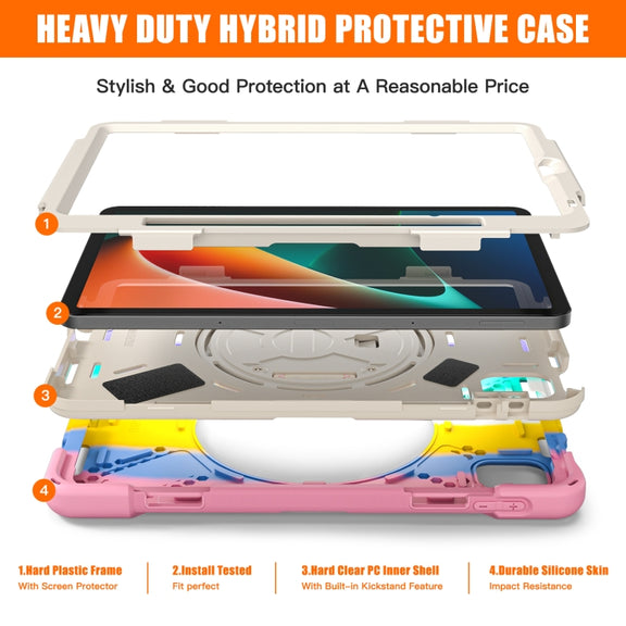 For Xiaomi Pad 5 / Pad 5 Pro Silicone + PC Tablet Case(Colorful Pink)