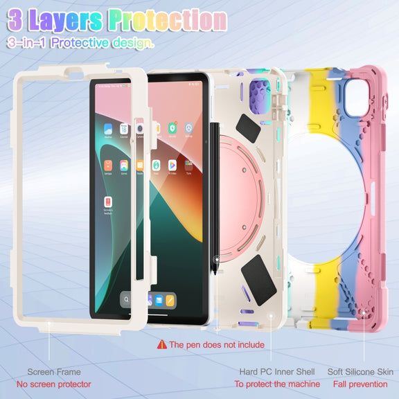 For Xiaomi Pad 5 / Pad 5 Pro Silicone + PC Tablet Protective Case(Colorful Pink)