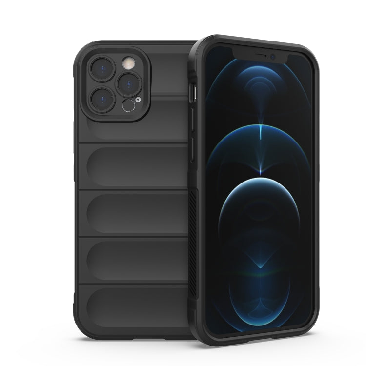 For iPhone 12 Pro Magic Shield TPU + Flannel Phone Case(Black) - iPhone 12 / 12 Pro Cases by PMC TechLife | Online Shopping South Africa | PMC TechLife | Buy Now Pay Later Mobicred