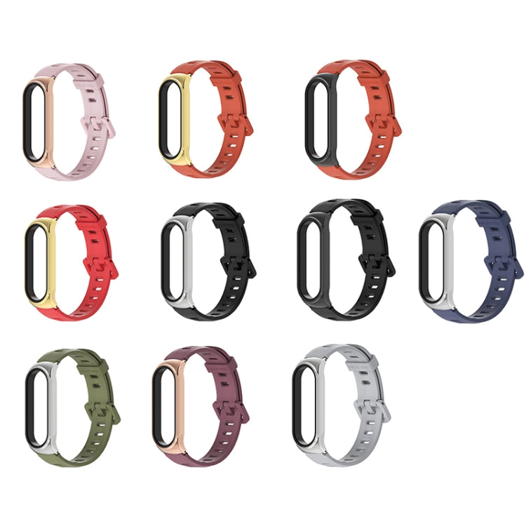 For Xiaomi Mi Band 6 / 5 / 4 / 3 Mijobs Flat Hole Silicone Watch Band, Style:CS Case(Wine Red+Rose Gold) - free shipping - PMC TechLife - Order now!