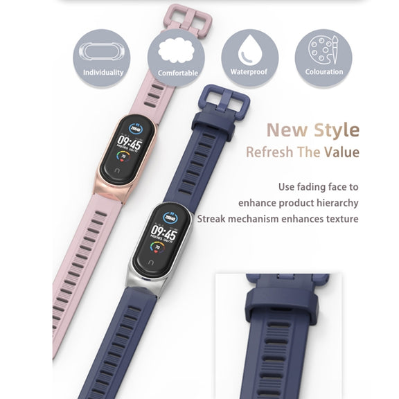 For Xiaomi Mi Band 6 / 5 / 4 / 3 Mijobs Flat Hole Silicone Watch Band, Style:CS Case(Orange+Black)