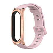 For Xiaomi Mi Band 6 / 5 / 4 / 3 Mijobs Flat Hole Silicone Watch Band, Style:GT Case(Pink+Rose Gold) - Watch Bands by MIJOBS