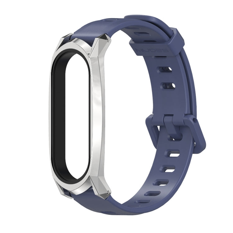For Xiaomi Mi Band 6 / 5 / 4 / 3 Mijobs Flat Hole Silicone Watch Band, Style:GT Case(Midnight Blue+Silver) - Watch Bands by MIJOBS | Online Shopping South Africa | PMC TechLife | Buy Now Pay Later Mobicred