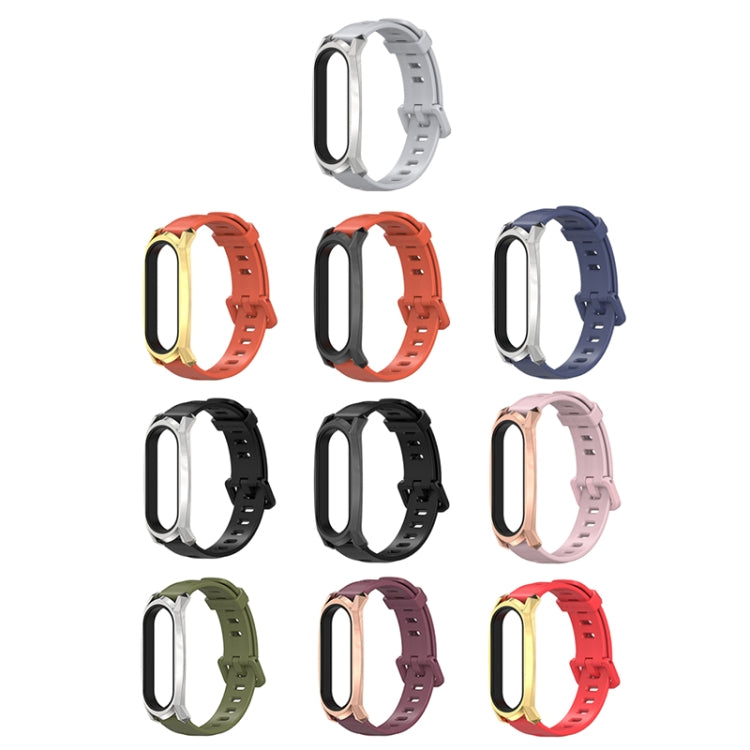 For Xiaomi Mi Band 6 / 5 / 4 / 3 Mijobs Flat Hole Silicone Watch Band, Style:GT Case(Midnight Blue+Silver) - Watch Bands by MIJOBS | Online Shopping South Africa | PMC TechLife | Buy Now Pay Later Mobicred