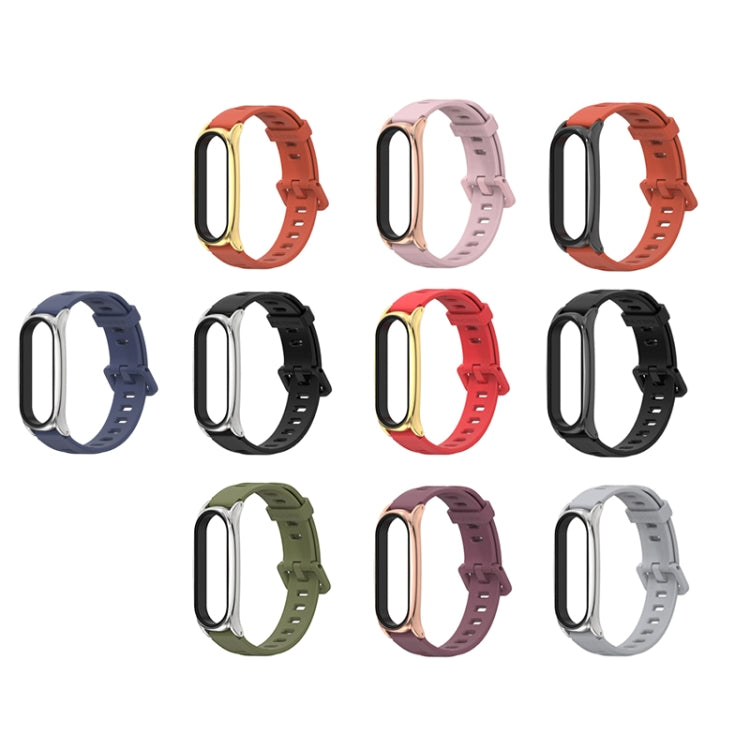 For Xiaomi Mi Band 6 / 5 / 4 / 3 Mijobs Flat Hole Silicone Watch Band, Style:Plus Case(Orange+Black) - Watch Bands by MIJOBS | Online Shopping South Africa | PMC TechLife | Buy Now Pay Later Mobicred