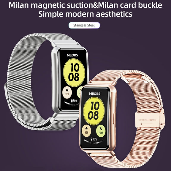 For Huawei Watch Fit Mijobs Milan Magnetic Stainless Steel Watch Band(Black) - Watch Bands by MIJOBS