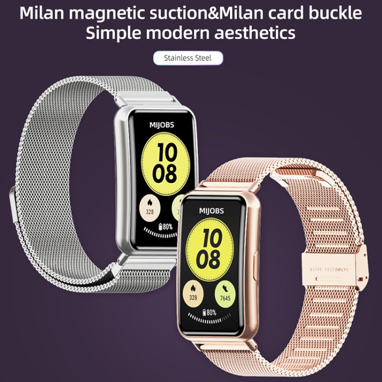 For Huawei Watch Fit Mijobs Milan Buckle Stainless Steel Watch Band(Black) - Watch Bands by MIJOBS
