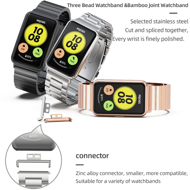 For Huawei Watch Fit Mijobs Milan Buckle Stainless Steel Watch Band(Black) - Watch Bands by MIJOBS | Online Shopping South Africa | PMC TechLife | Buy Now Pay Later Mobicred