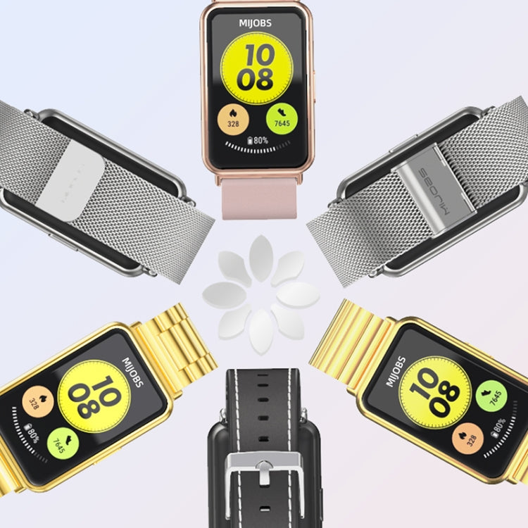 For Huawei Watch Fit Mijobs Milan Buckle Stainless Steel Watch Band(Gold) - Watch Bands by MIJOBS | Online Shopping South Africa | PMC TechLife | Buy Now Pay Later Mobicred