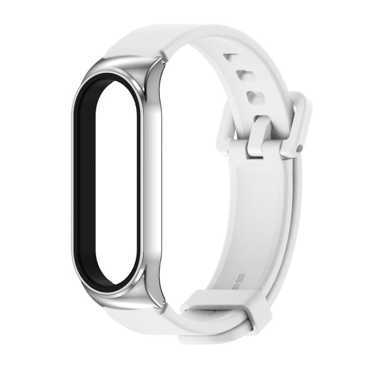 For Xiaomi Mi Band 3/4/5/6 Mijobs CS Silicone Waterproof Watch Band(White+Silver) - Watch Bands by MIJOBS | Online Shopping South Africa | PMC TechLife | Buy Now Pay Later Mobicred