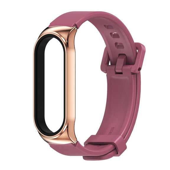 For Xiaomi Mi Band 3/4/5/6 Mijobs CS Silicone Water-resistant Watch Band(Wine Red+Rose Gold) - Watch Bands by MIJOBS