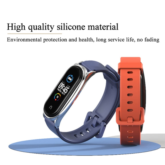 For Xiaomi Mi Band 3/4/5/6 Mijobs CS Silicone Water-resistant Watch Band(Army Green+Silver)