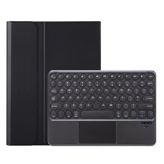 YA610B-A  Lambskin Texture Voltage Round Keycap Bluetooth Keyboard Leather Case with Touchpad For Samsung Galaxy Tab S6 Lite 10.4 inch SM-P610 / SM-P615(Black)