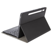 YA610B-A  Lambskin Texture Voltage Round Keycap Bluetooth Keyboard Leather Case with Touchpad For Samsung Galaxy Tab S6 Lite 10.4 inch SM-P610 / SM-P615(Black)