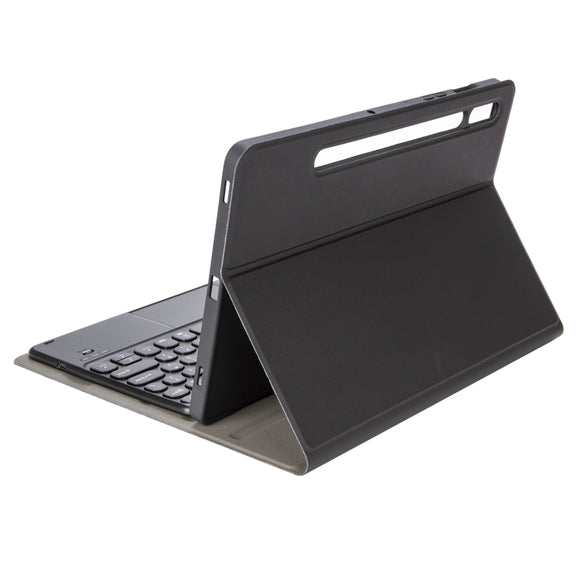 YA610B-A  Lambskin Texture Voltage Round Keycap Bluetooth Keyboard Leather Case with Touchpad For Samsung Galaxy Tab S6 Lite 10.4 inch SM-P610 / SM-P615(Black)