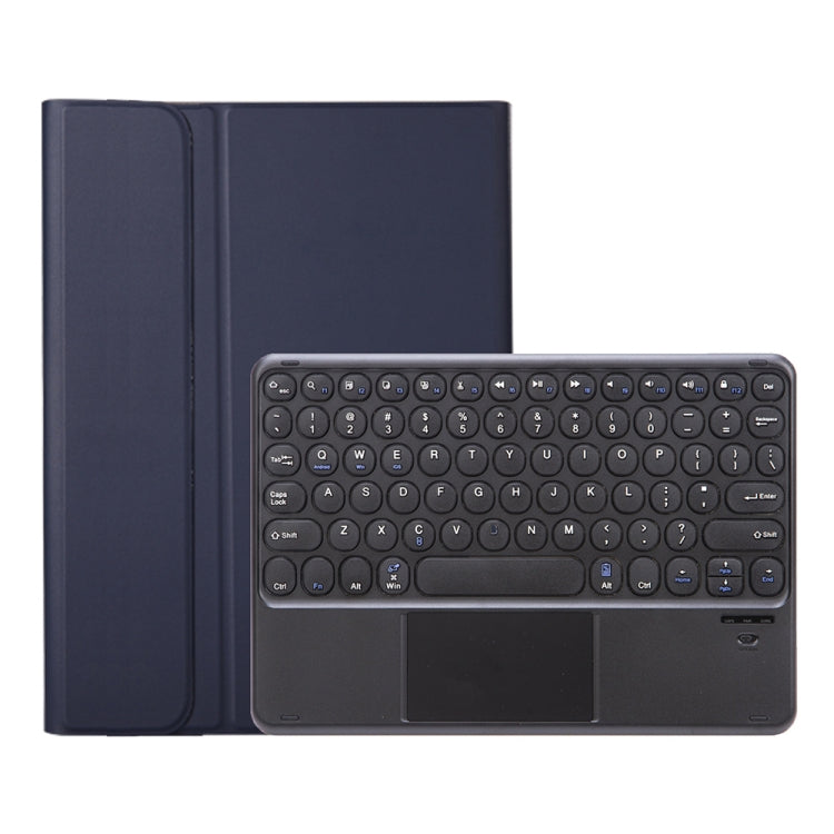 YA610B-A  Lambskin Texture Voltage Round Keycap Bluetooth Keyboard Leather Case with Touchpad For Samsung Galaxy Tab S6 Lite 10.4 inch SM-P610 / SM-P615(Blue)