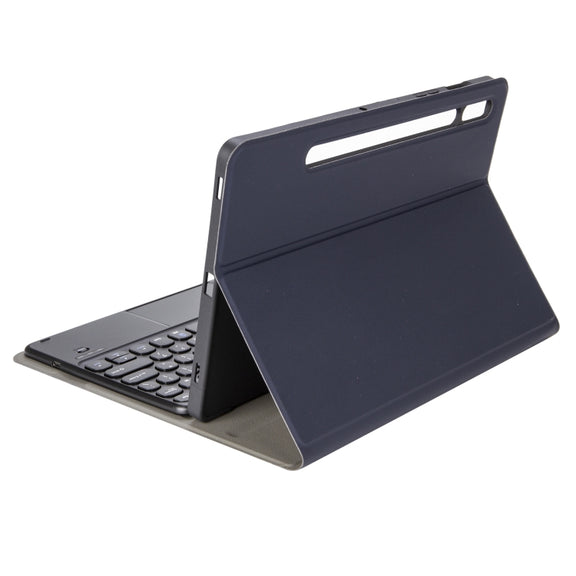 YA610B-A  Lambskin Texture Voltage Round Keycap Bluetooth Keyboard Leather Case with Touchpad For Samsung Galaxy Tab S6 Lite 10.4 inch SM-P610 / SM-P615(Blue)