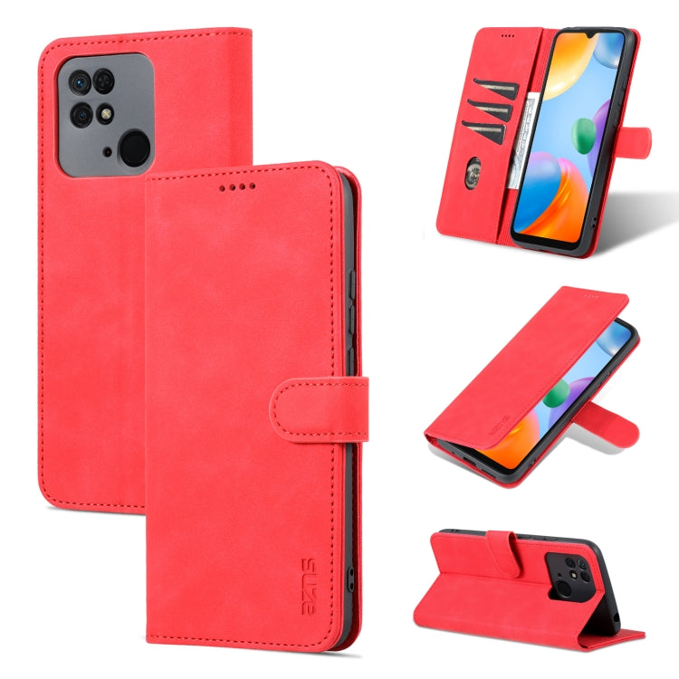 For Xiaomi Redmi 10C / Redmi 10 India AZNS Skin Feel Calf Texture Flip Leather Phone Case(Red) - free shipping - PMC TechLife - Order now!