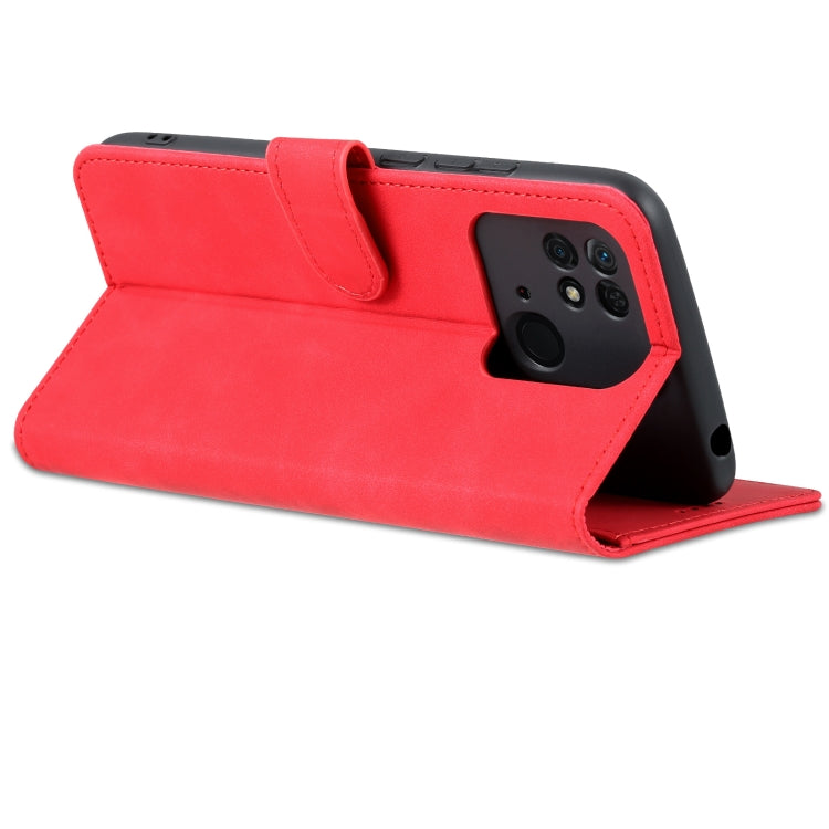 For Xiaomi Redmi 10C / Redmi 10 India AZNS Skin Feel Calf Texture Flip Leather Phone Case(Red) - free shipping - PMC TechLife - Order now!