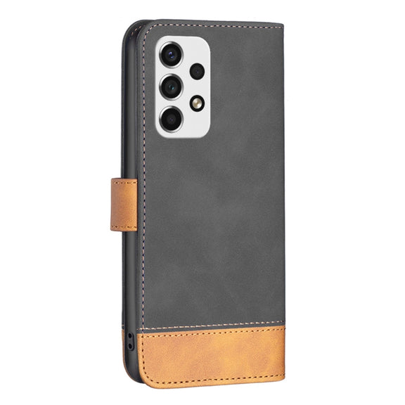 For Samsung Galaxy A53 BF11 Color Matching Skin Feel Leather Phone Case(Black)