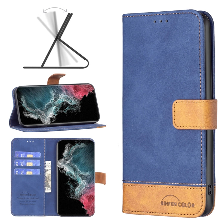For Samsung Galaxy S22 Ultra 5G BF11 Color Matching Skin Feel Leather Phone Case(Blue) - free shipping - PMC TechLife - Order now!