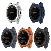 Compatible with Garmin Fenix 7X TPU Half-pack Hollowed Electroplating Watch Case(Midnight Blue)