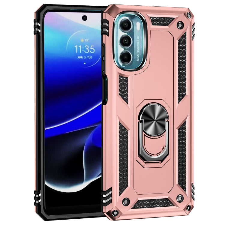 For Motorola Moto G 5G 2022 Shockproof TPU + PC Holder Phone Case(Rose Gold) - free shipping - PMC TechLife - Order now!