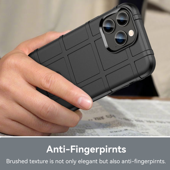 For iPhone 14 Pro Max Rugged Shield Full Coverage Shockproof TPU Case (Black)