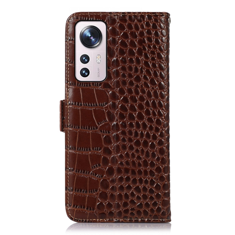For Xiaomi 12 Lite Crocodile Top Layer Cowhide Leather Phone Case(Brown)