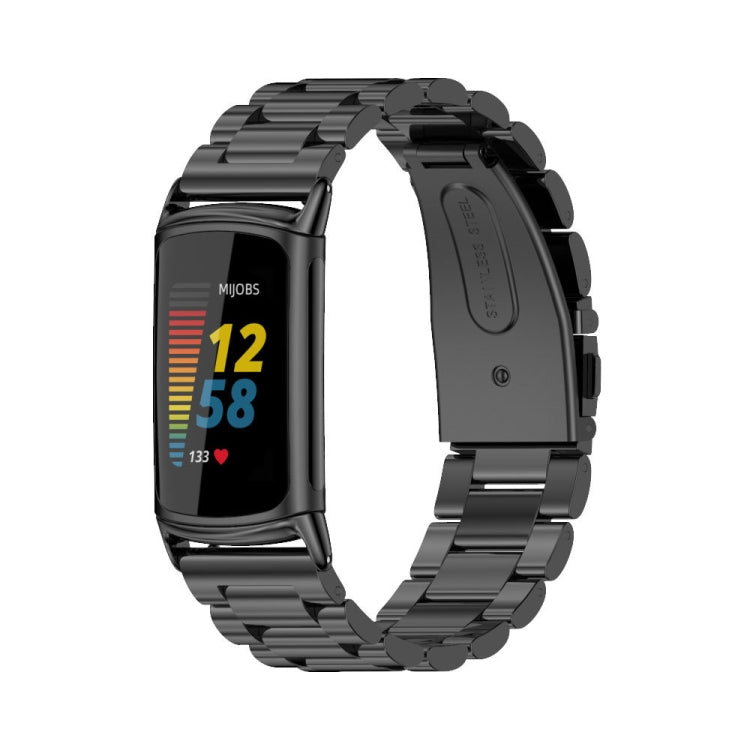 For Fitbit Charge 5 / Charge 6 Mijobs Stainless Steel Metal Watch Band(Black) - free shipping - PMC TechLife - Order now!