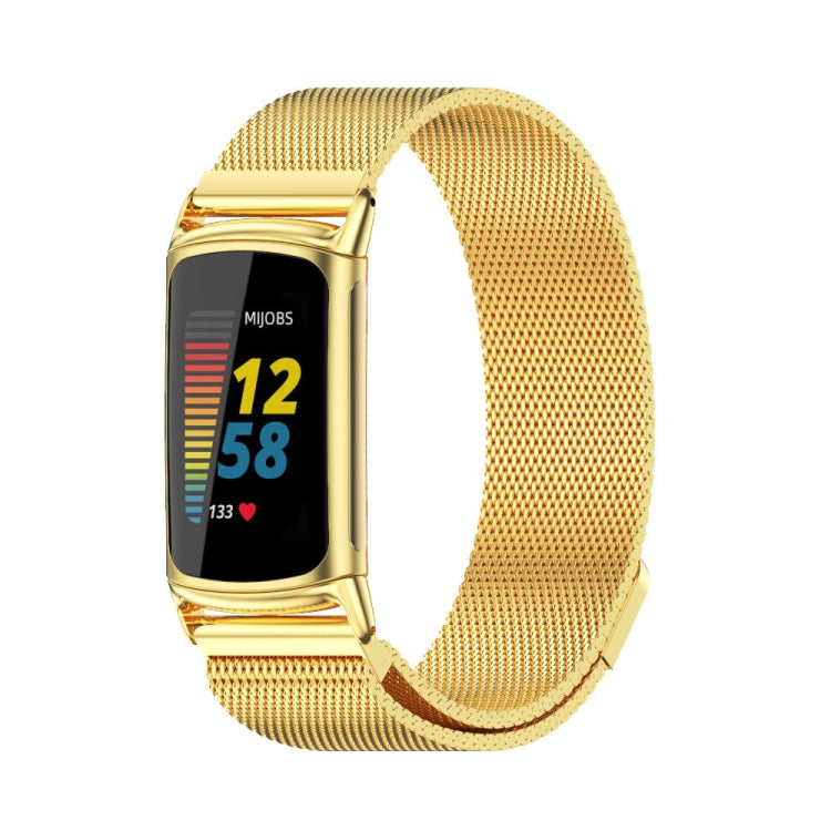 For Fitbit Charge 5 / Charge 6 Mijobs Magnetic Metal Watch Band(Gold) - Watch Bands by MIJOBS | Online Shopping South Africa | PMC TechLife | Buy Now Pay Later Mobicred