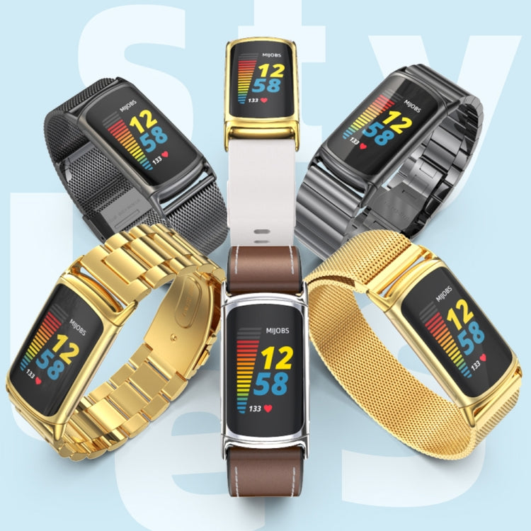 For Fitbit Charge 5 / Charge 6 Mijobs Bamboo Stainless Steel Metal Watch Band(Black) - free shipping - PMC TechLife - Order now!