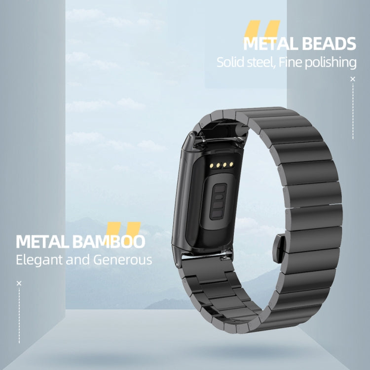 For Fitbit Charge 5 / Charge 6 Mijobs Bamboo Stainless Steel Metal Watch Band(Black) - free shipping - PMC TechLife - Order now!