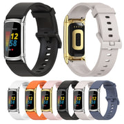 For Fitbit Charge 5 / Charge 6 Mijobs Soft Silicone  Watch Band(Grey+Gold) - Watch Bands by MIJOBS