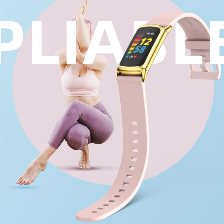 For Fitbit Charge 5 / Charge 6 Mijobs Soft Silicone  Watch Band(Orange+Gold) - Watch Bands by MIJOBS | Online Shopping South Africa | PMC TechLife | Buy Now Pay Later Mobicred