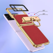 For Samsung Galaxy Z Flip3 5G GKK Integrated Plating + Leather Flip Phone Case(Dream Purple)