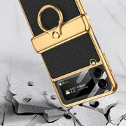 For Samsung Galaxy Z Flip3 5G GKK Integrated Plating + Leather Flip Phone Case(Dream Purple)