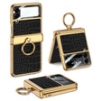 For Samsung Galaxy Z Flip3 5G GKK Integrated Plating + Leather Flip Phone Case(Crocodile Black) - Galaxy Phone Cases by GKK | Online Shopping South Africa | PMC TechLife | Buy Now Pay Later Mobicred