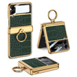 For Samsung Galaxy Z Flip3 5G GKK Integrated Plating + Leather Flip Phone Case(Crocodile Green) - Galaxy Phone Cases by GKK | Online Shopping South Africa | PMC TechLife | Buy Now Pay Later Mobicred