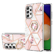 For Samsung Galaxy A73 5G Splicing Marble Flower Pattern TPU Ring Holder Case(Pink Flower) - free shipping - PMC TechLife - Order now!