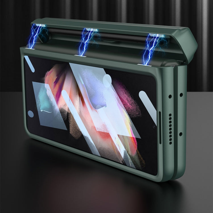 For Samsung Galaxy Z Fold3 5G GKK Integrated Magnetic Full Coverage Phone Flip Case with Pen Box(Dark Night Green) - free shipping - PMC TechLife - Order now!