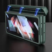 For Samsung Galaxy Z Fold3 5G GKK Integrated Magnetic Full Coverage Phone Flip Case with Pen Box(Dark Night Green)