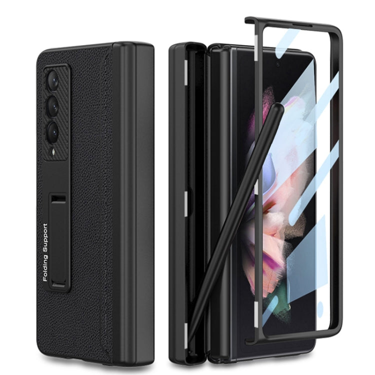For Samsung Galaxy Z Fold3 5G GKK Magnetic Hinge Plain Leather Phone Flip Case with Pen Box(Black) - free shipping - PMC TechLife - Order now!