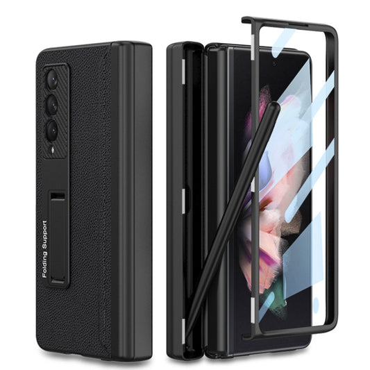 For Samsung Galaxy Z Fold3 5G GKK Magnetic Hinge Plain Leather Phone Flip Case with Pen Box(Black) - free shipping - PMC Jewellery - Order now!