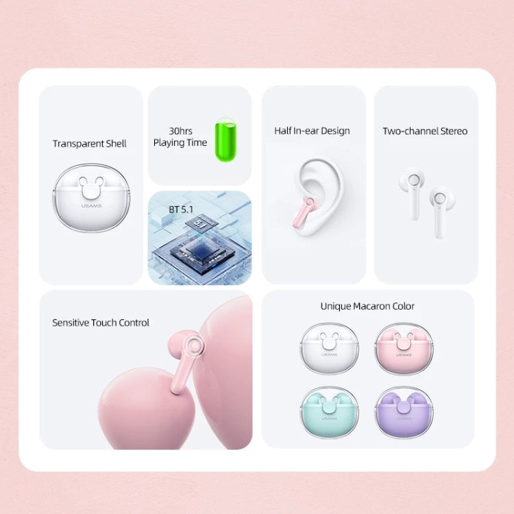 USAMS BU12 TWS Half In-Ear Bluetooth 5.1 Wireless Earphones(Green) - free shipping - PMC Jewellery - Order now!